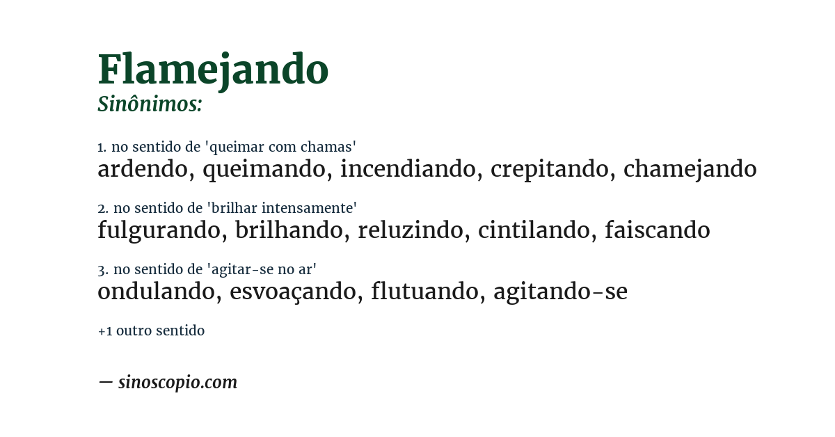 Sinônimo de flamejando
