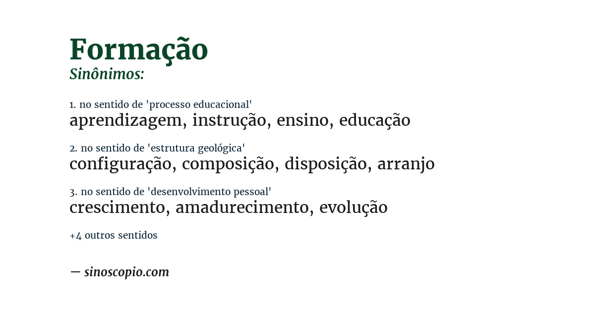 Sinônimo de formação