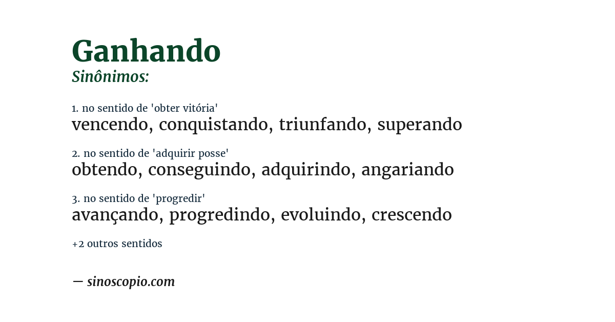 Sinônimo de ganhando