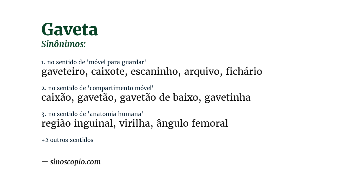 Sinônimo de gaveta