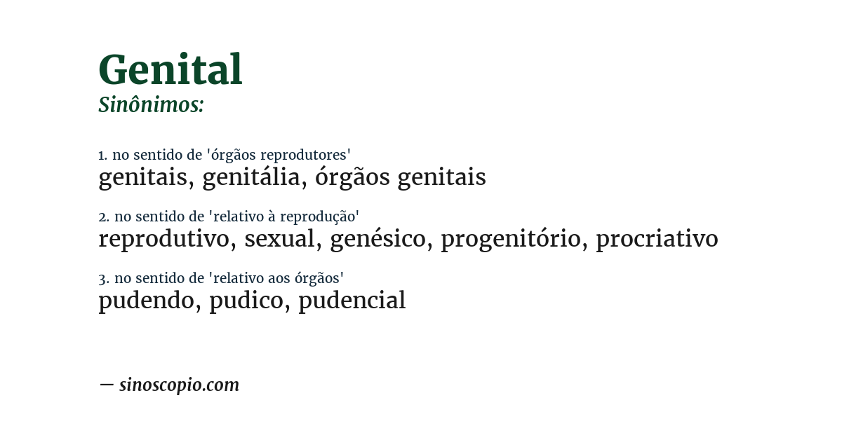 Sinônimo de genital