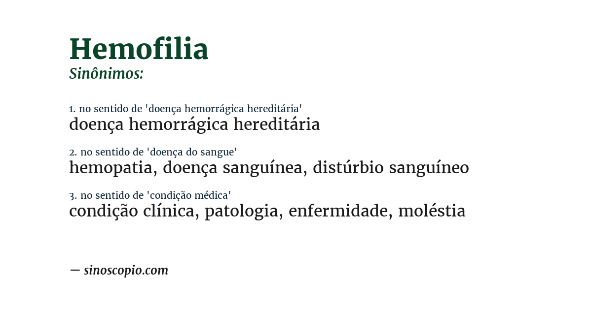 Sinônimo de hemofilia