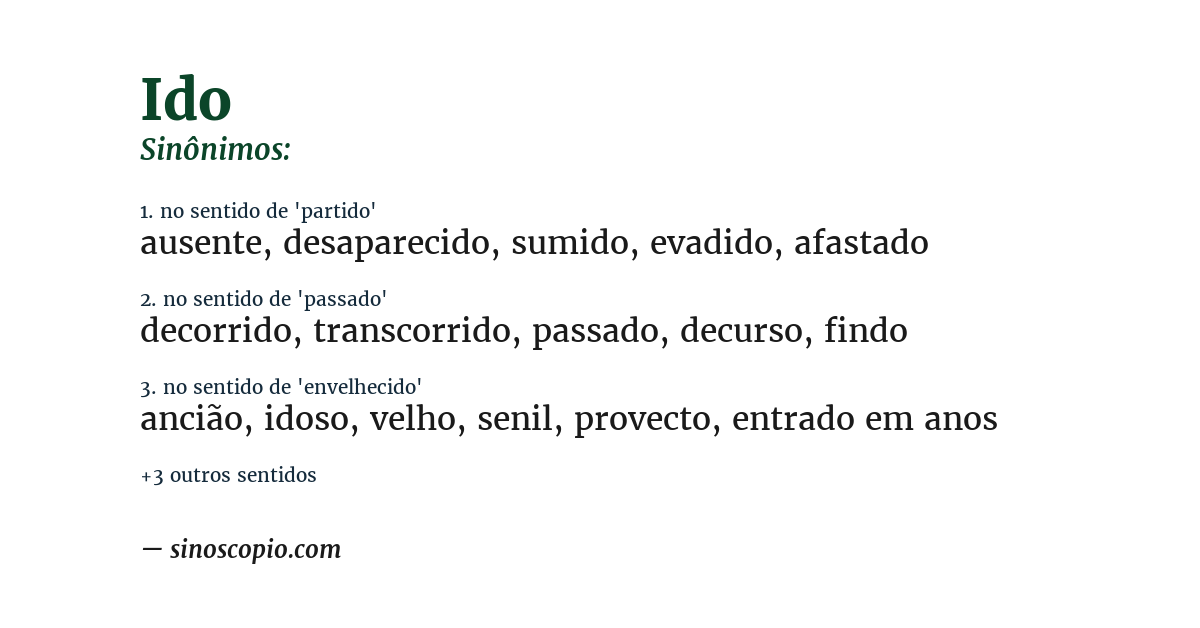 Sinônimo de ido