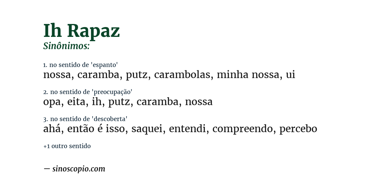 Sinônimo de ih rapaz