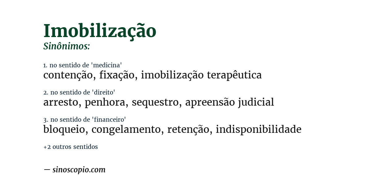 Sinônimo de imobilização