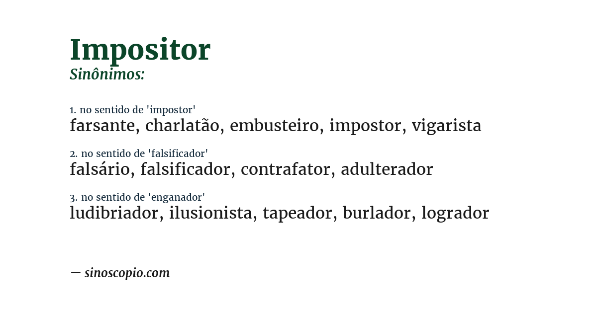 Sinônimo de impositor