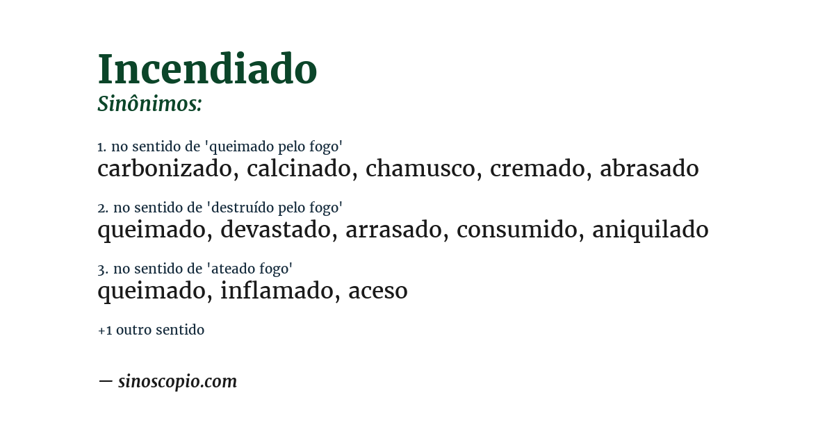 Sinônimo de incendiado