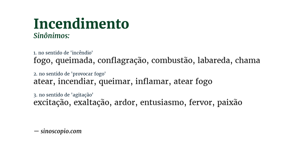 Sinônimo de incendimento