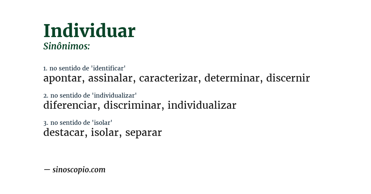 Sinônimo de individuar