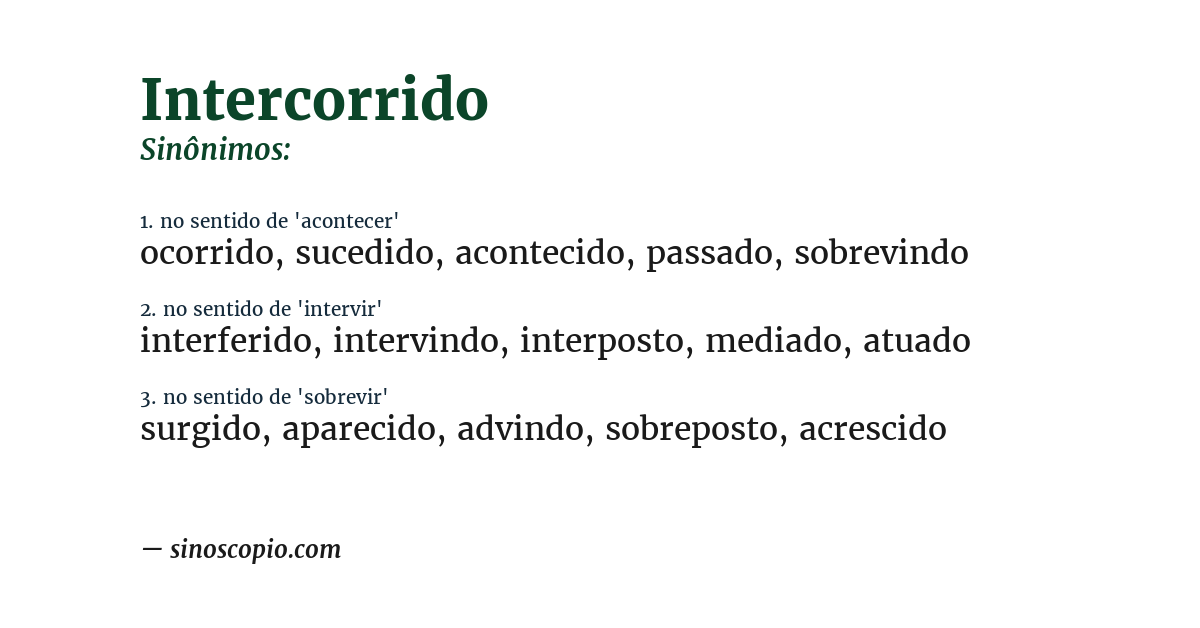 Sinônimo de intercorrido