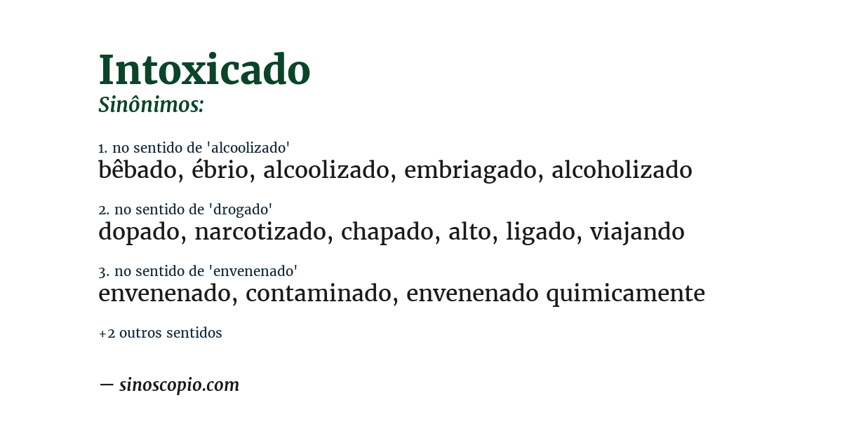 Sinônimo de intoxicado