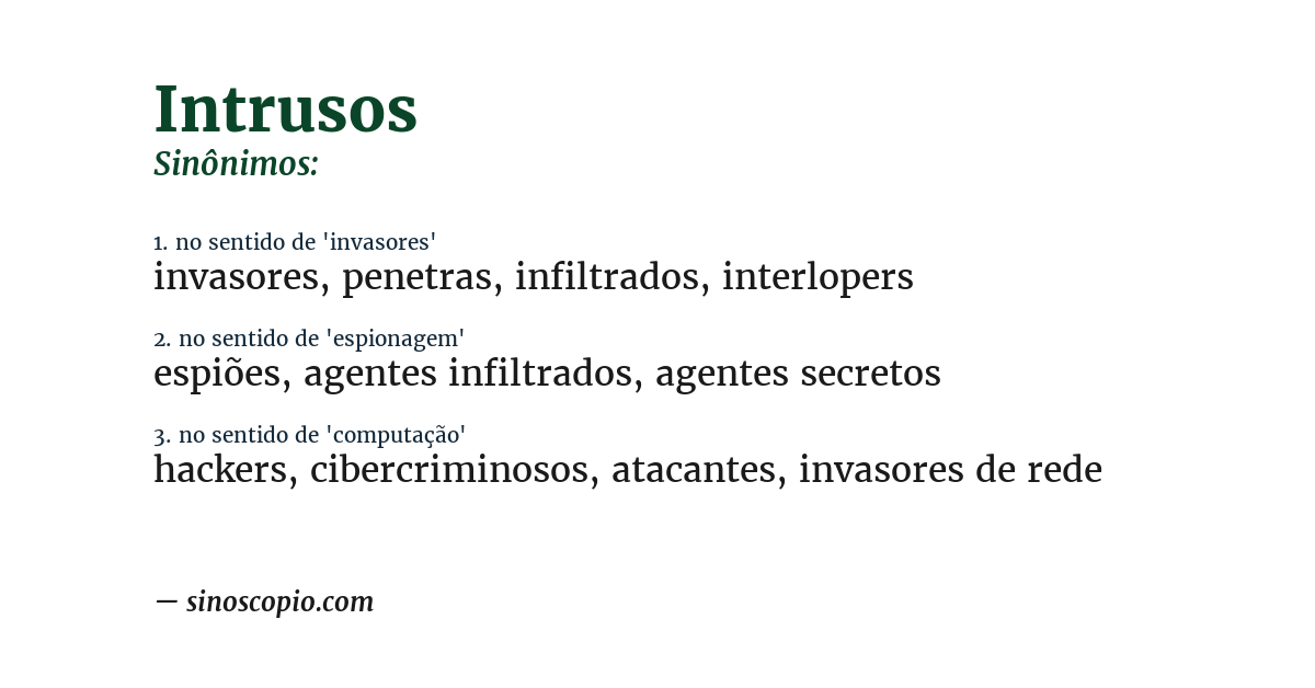Sinônimo de intrusos