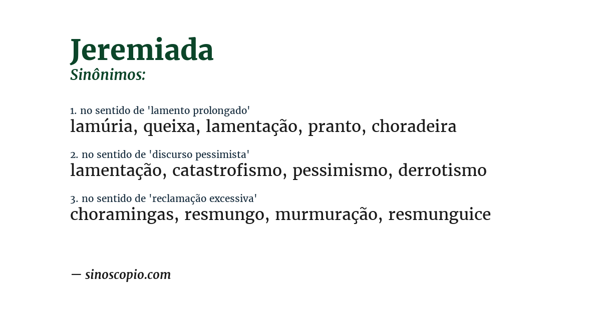 Sinônimo de jeremiada