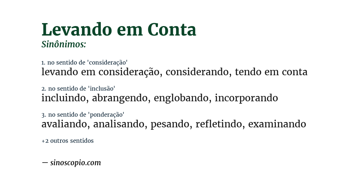 Sinônimo de levando em conta