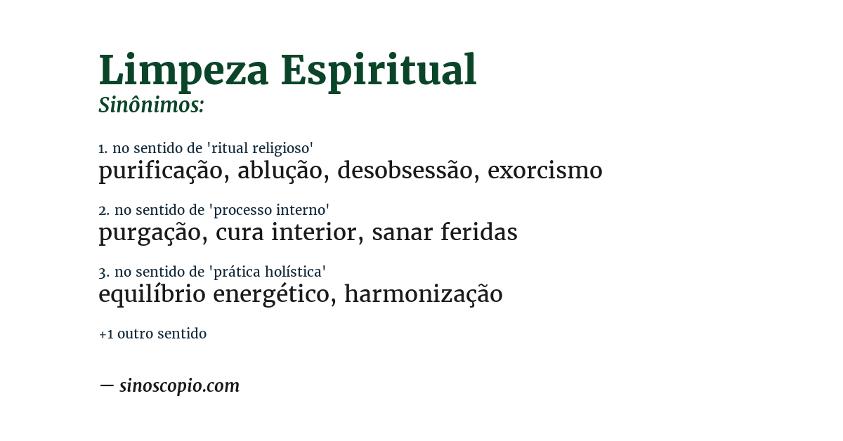 Sinônimo de limpeza espiritual