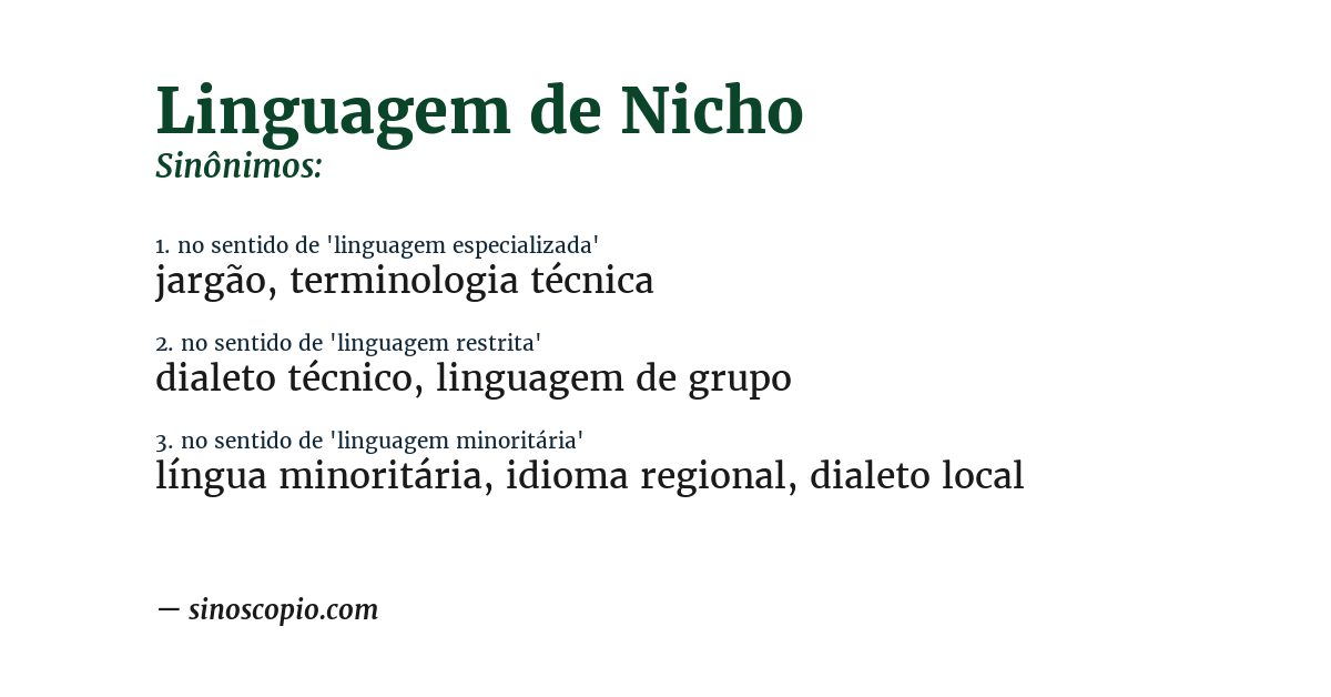 Sinônimo de linguagem de nicho