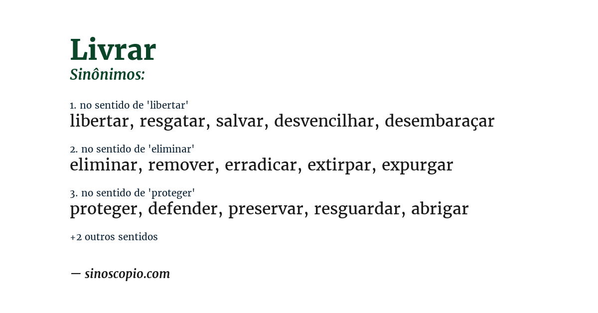 Sinônimo de livrar