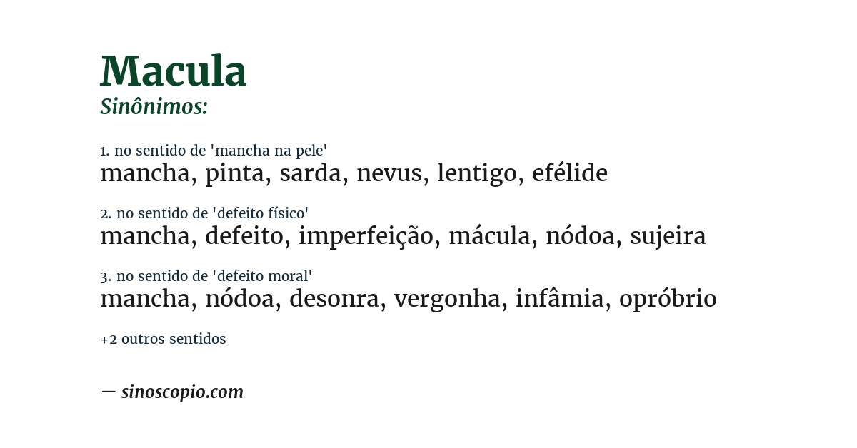 Sinônimo de macula