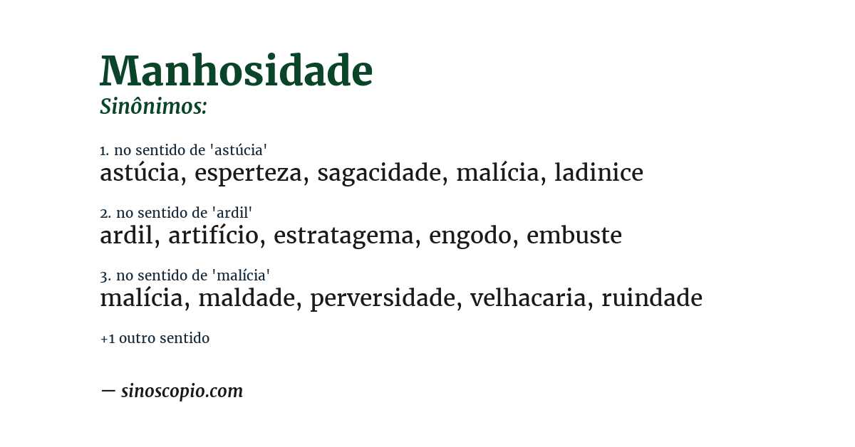 Sinônimo de manhosidade