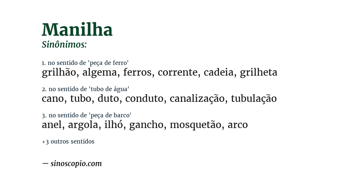 Sinônimo de manilha