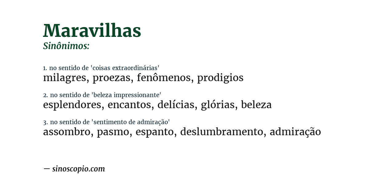 Sinônimo de maravilhas