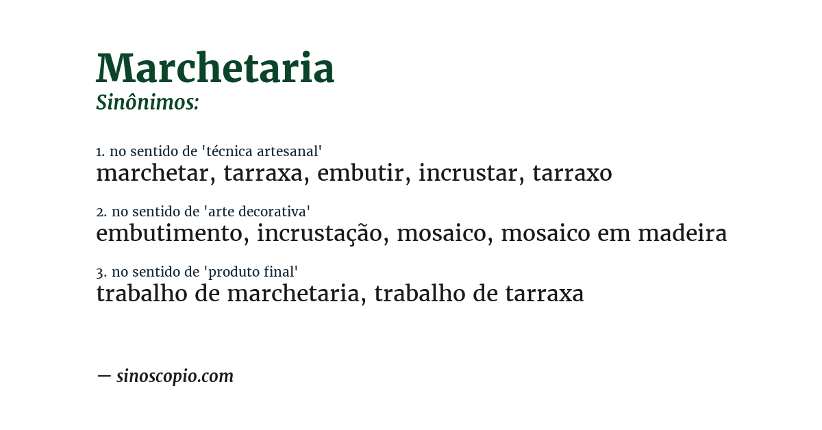 Sinônimo de marchetaria