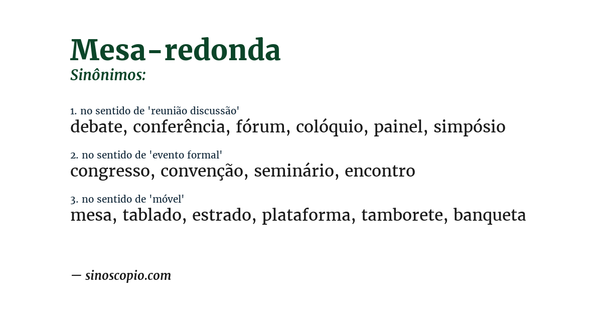 Sinônimo de mesa-redonda
