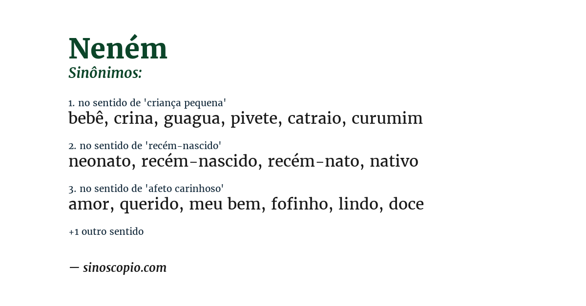 Sinônimo de neném