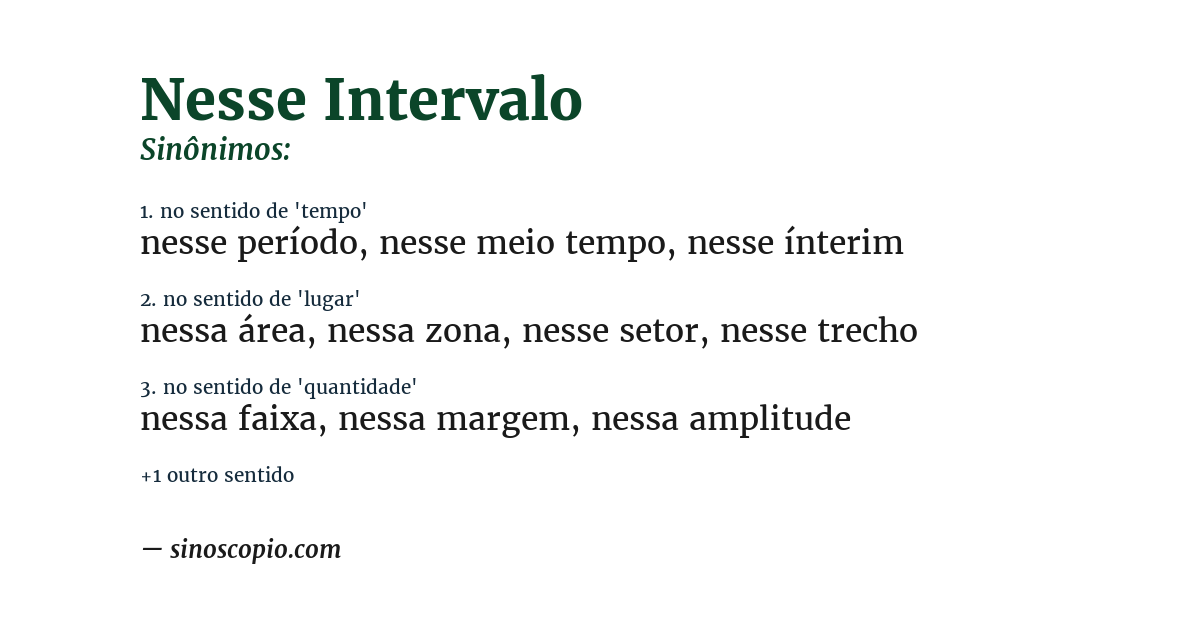 Sinônimo de nesse intervalo