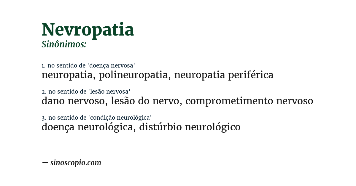 Sinônimo de nevropatia
