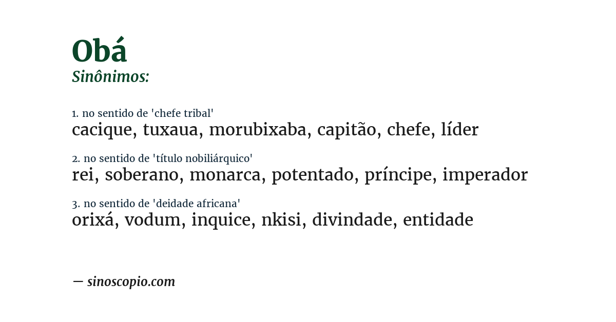 Sinônimo de obá