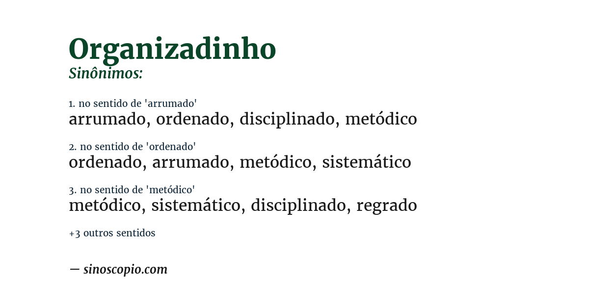 Sinônimo de organizadinho
