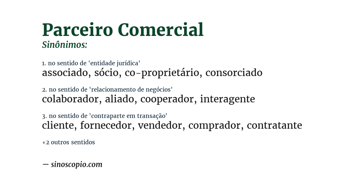 Sinônimo de parceiro comercial