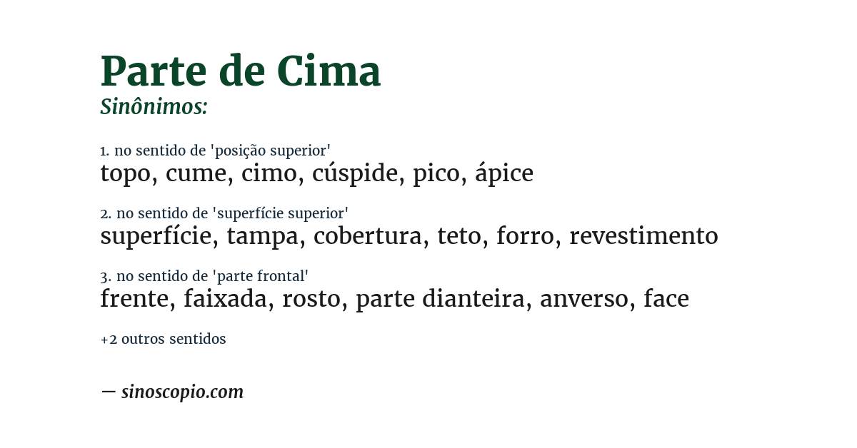 Sinônimo de parte de cima