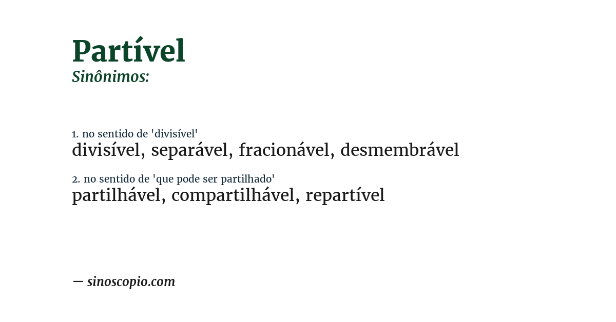 Sinônimo de partível