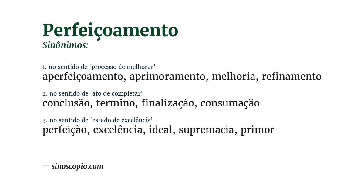 Sinônimo de perfeiçoamento