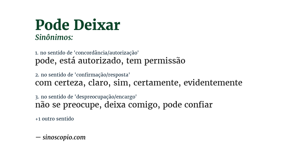 Sinônimo de pode deixar