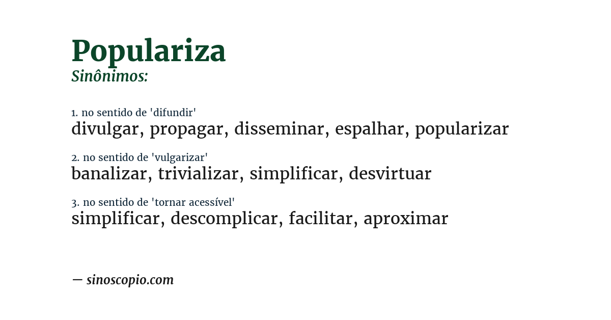 Sinônimo de populariza