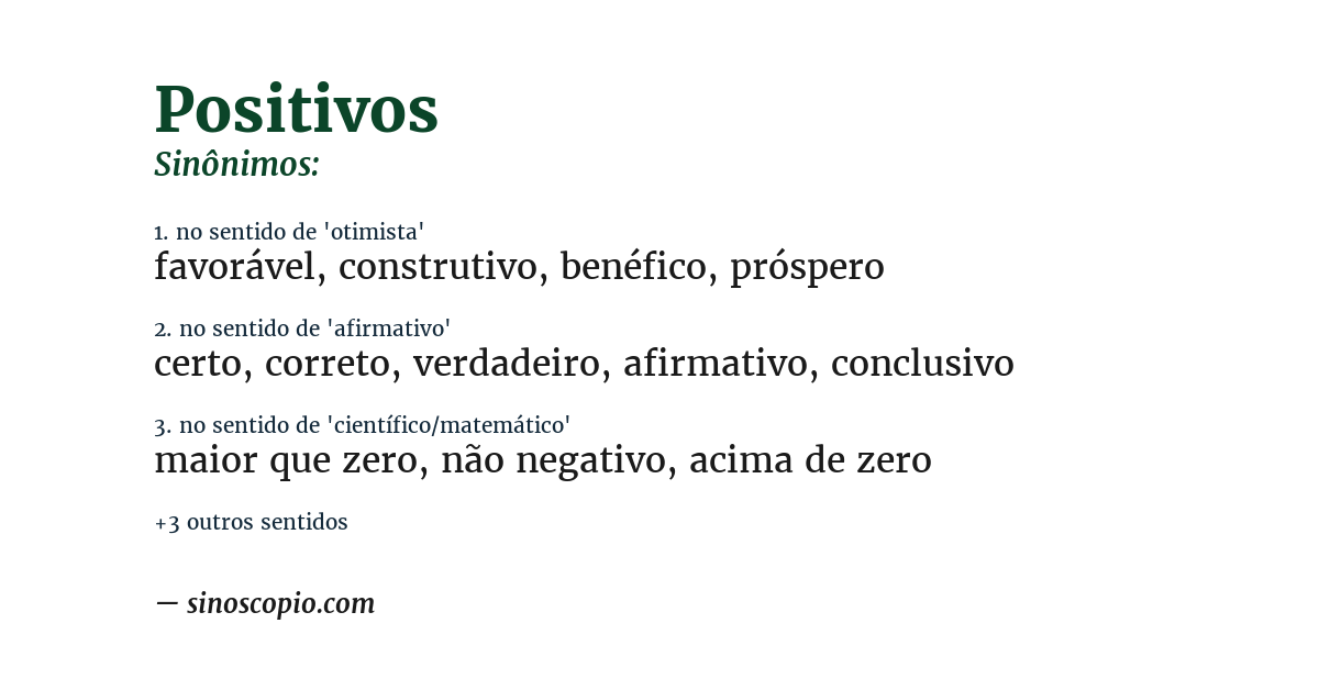 Sinônimo de positivos