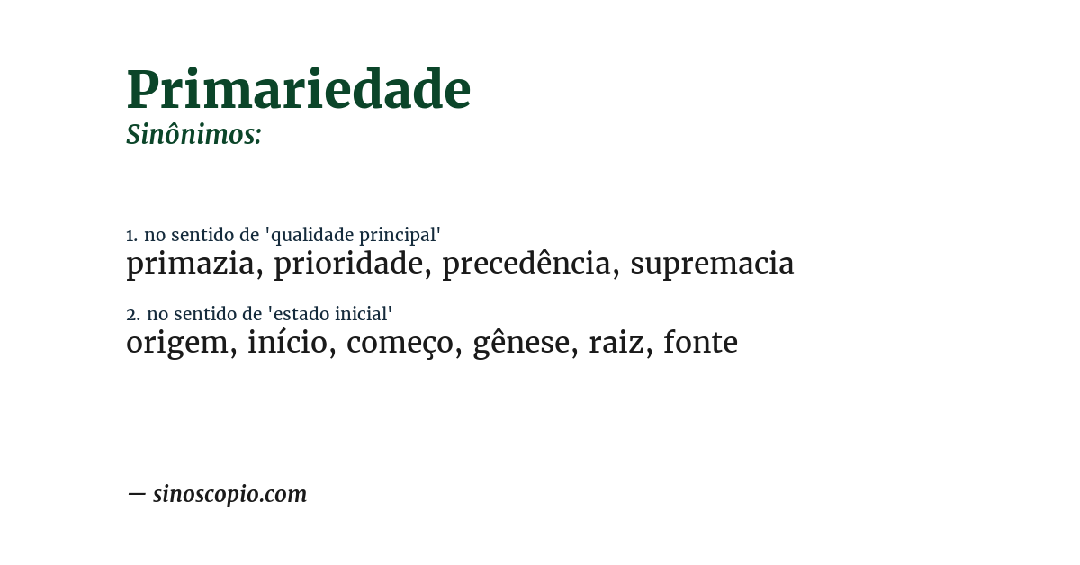 Sinônimo de primariedade
