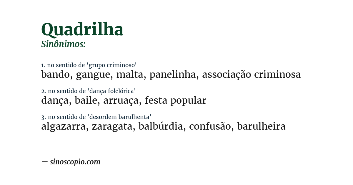Sinônimo de quadrilha