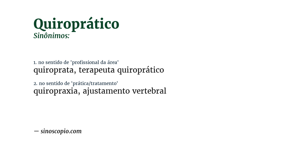 Sinônimo de quiroprático