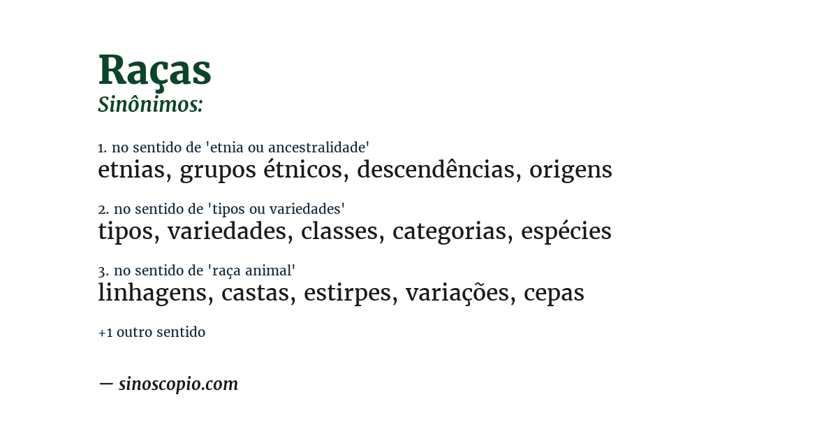 Sinônimo de raças