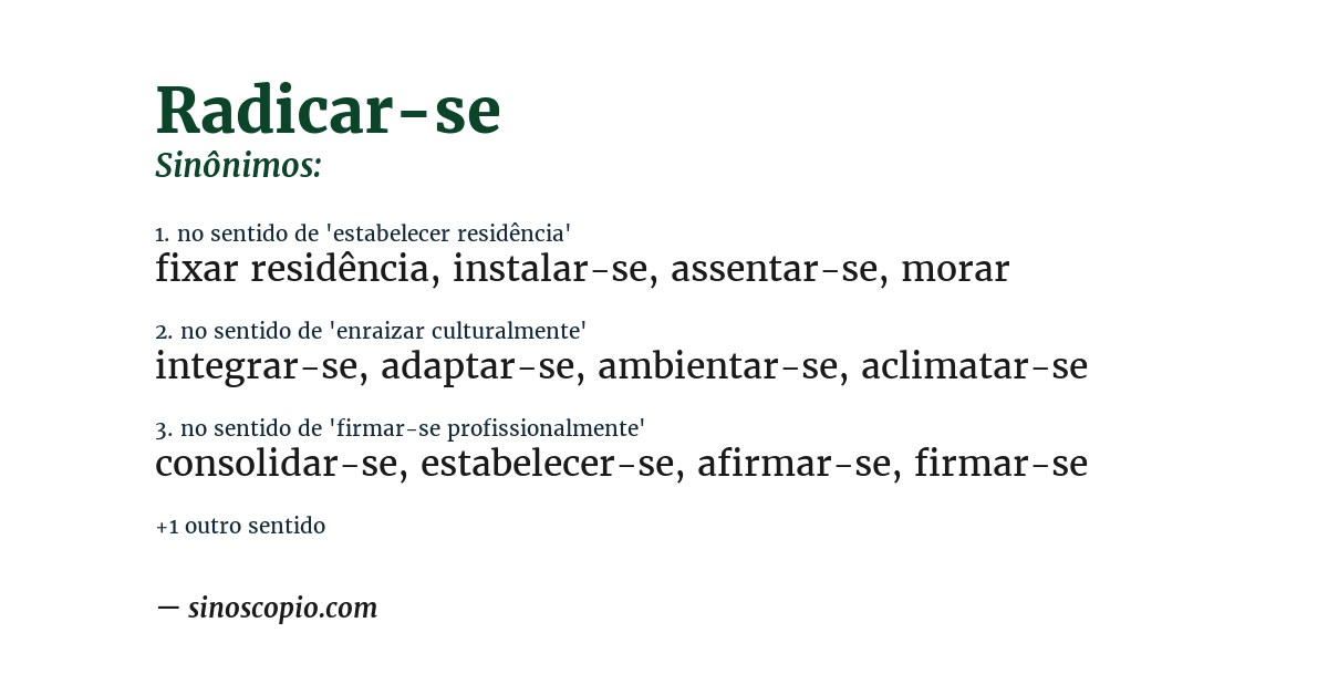 Sinônimo de radicar-se