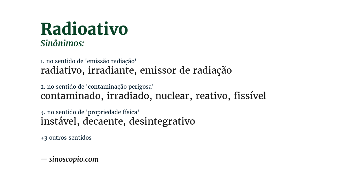 Sinônimo de radioativo