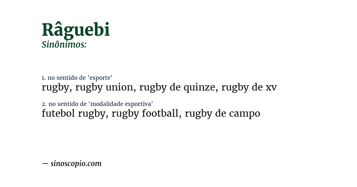 Sinônimo de râguebi