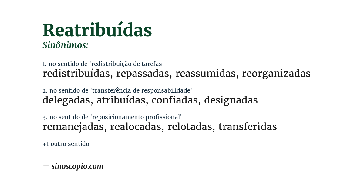 Sinônimo de reatribuídas