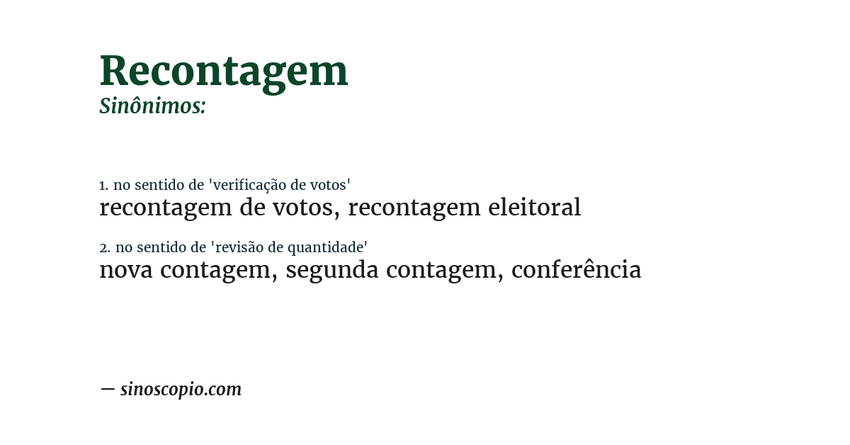 Sinônimo de recontagem