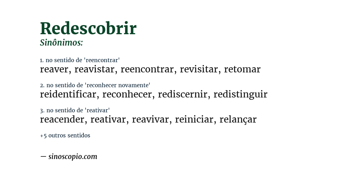 Sinônimo de redescobrir