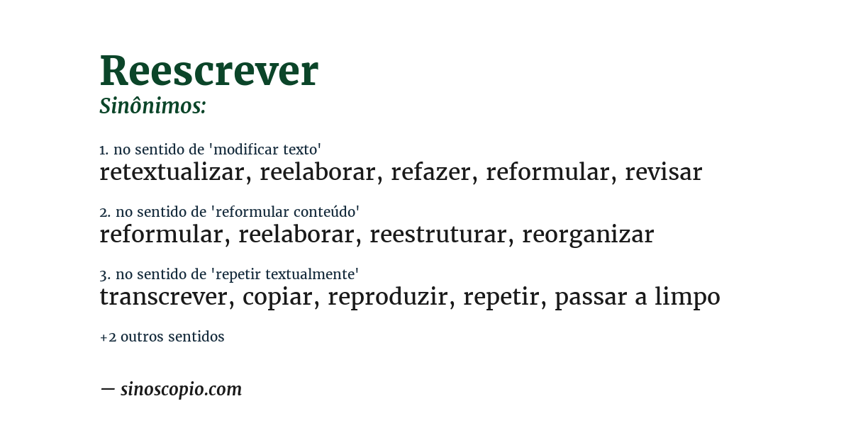 Sinônimo de reescrever